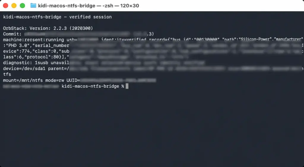 Verified NTFS bridge status